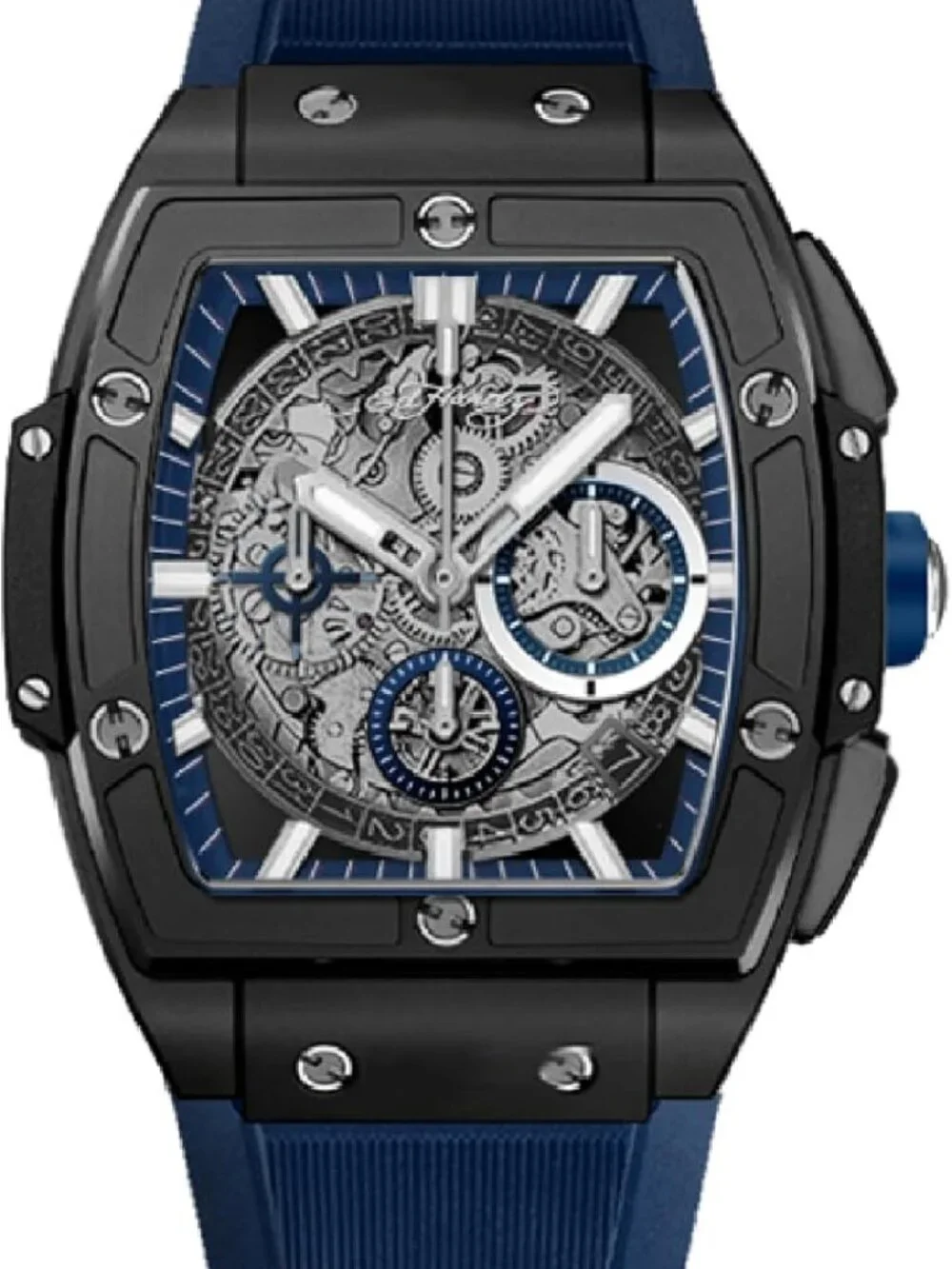 ED HARDY Men's Quartz Movement Navy/Silver Silicone Strap Singles Analog Watch